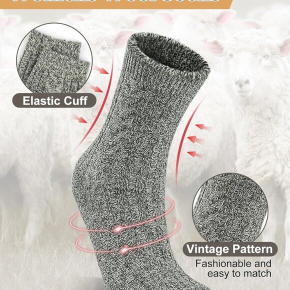 Wool Socks for Women, Winter Warm Stocking Stuffers Gifts for Women Cabin Crew H - Picture 2 of 7